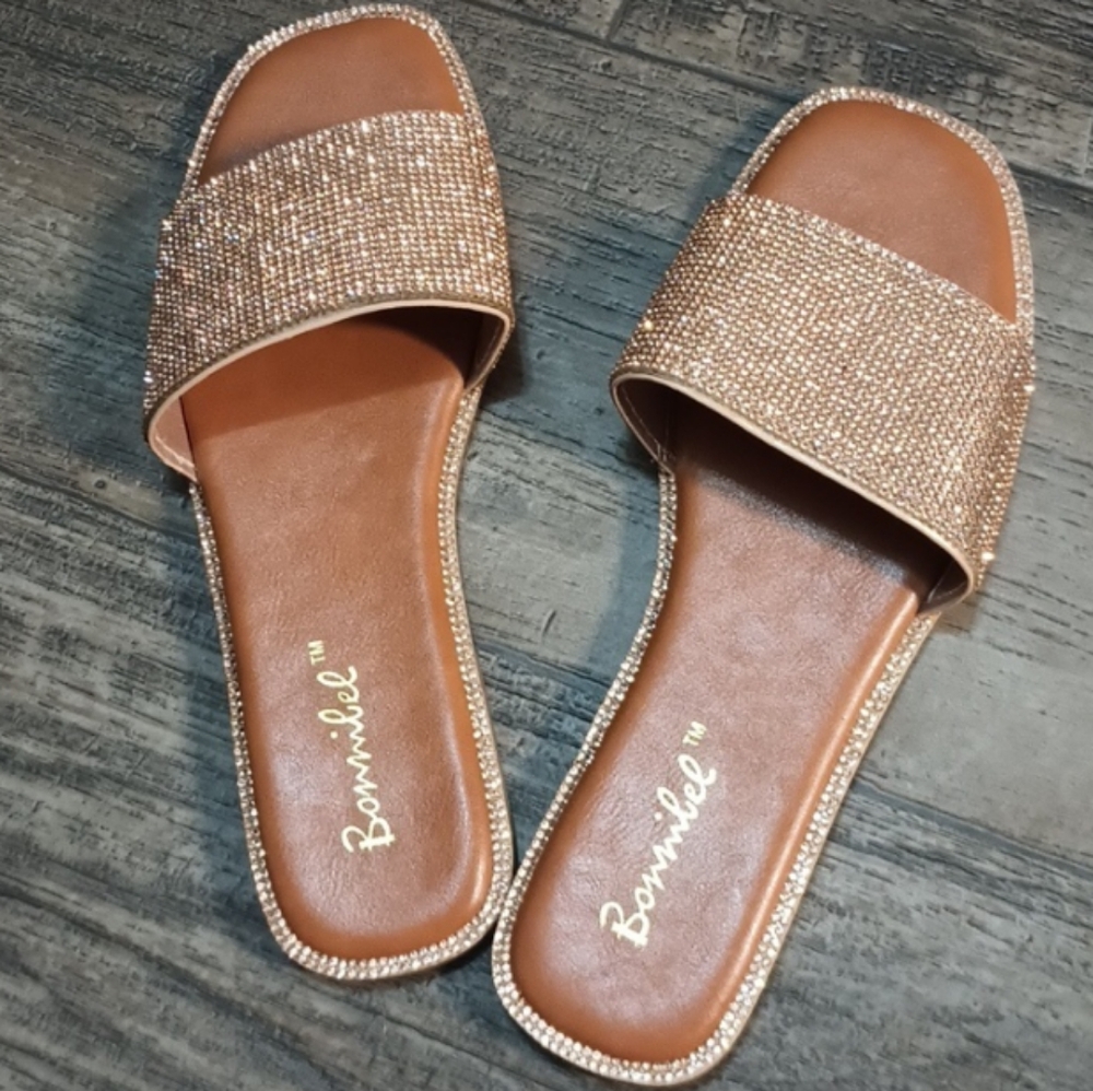 Amita-3 Rose Gold Blingy Sandals